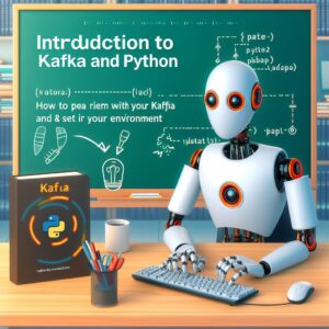 a robot is writing a tutorial with the title introduction to kafka and python how to install and set up your environment