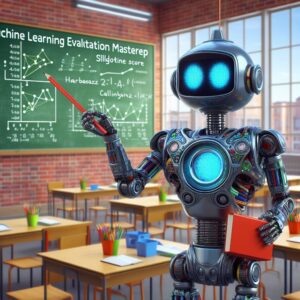 a engineer robot is publishing a tutorial with the title machine learning evaluation mastery how to use silhouette score and calinski harabasz index for clustering problems in a schoolyard