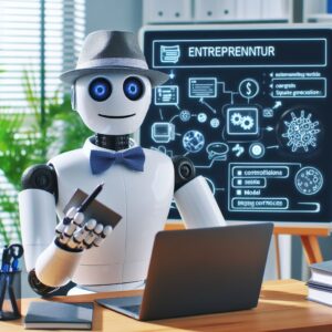 a entrepreneur robot is implementing a tutorial with the title spring mvc with swagger integration creating a controller and a model in a office