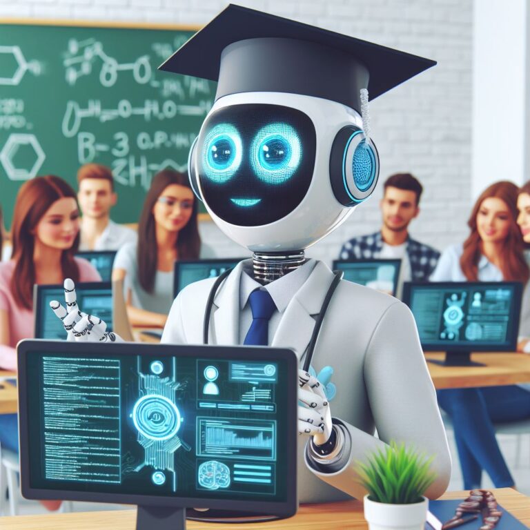 a professor robot is implementing a tutorial with the title step 3 designing a chatbot persona and conversation flow in a class