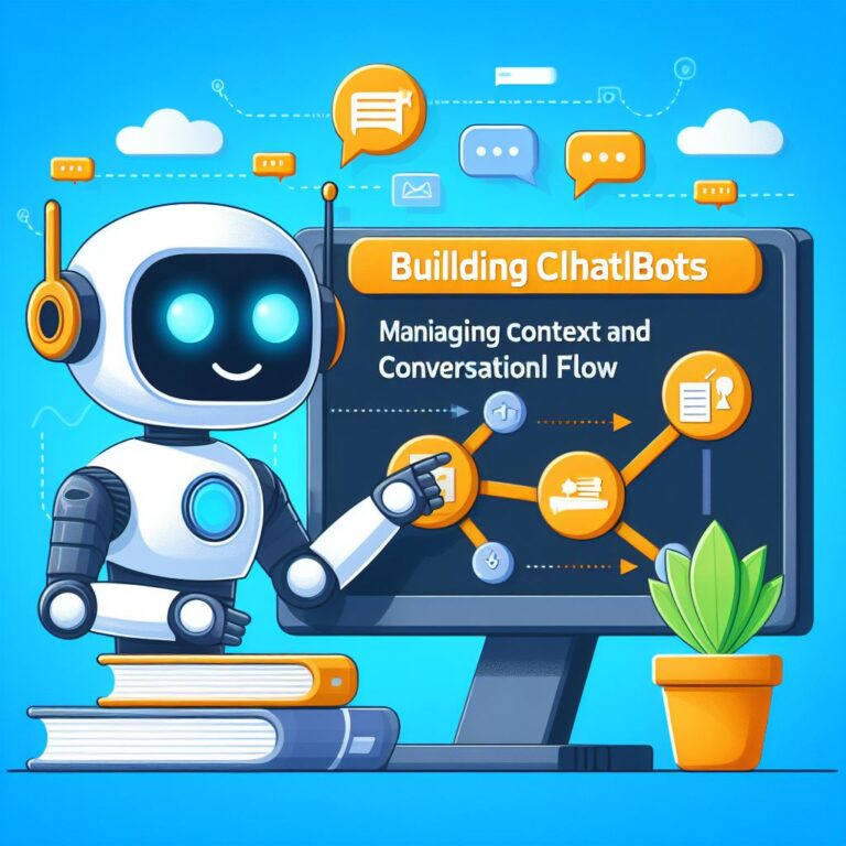 a robot is presenting a tutorial with the title building chatbots with dialogflow managing context and conversational flow 1
