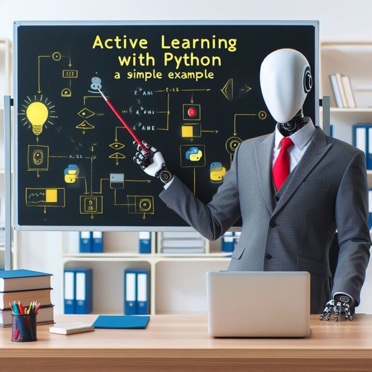 a entrepreneur robot is developing a tutorial with the title active learning with python a simple example in a study room