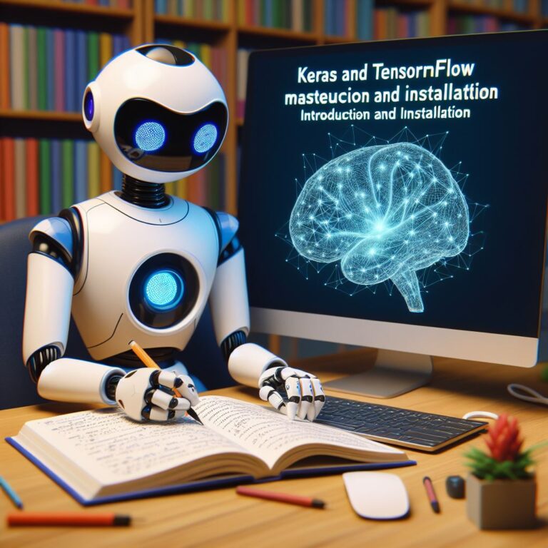 a robot is writing a tutorial with the title keras and tensorflow mastery introduction and installation