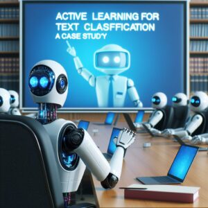a student robot is watching a tutorial with the title active learning for text classification a case study in a boardroom