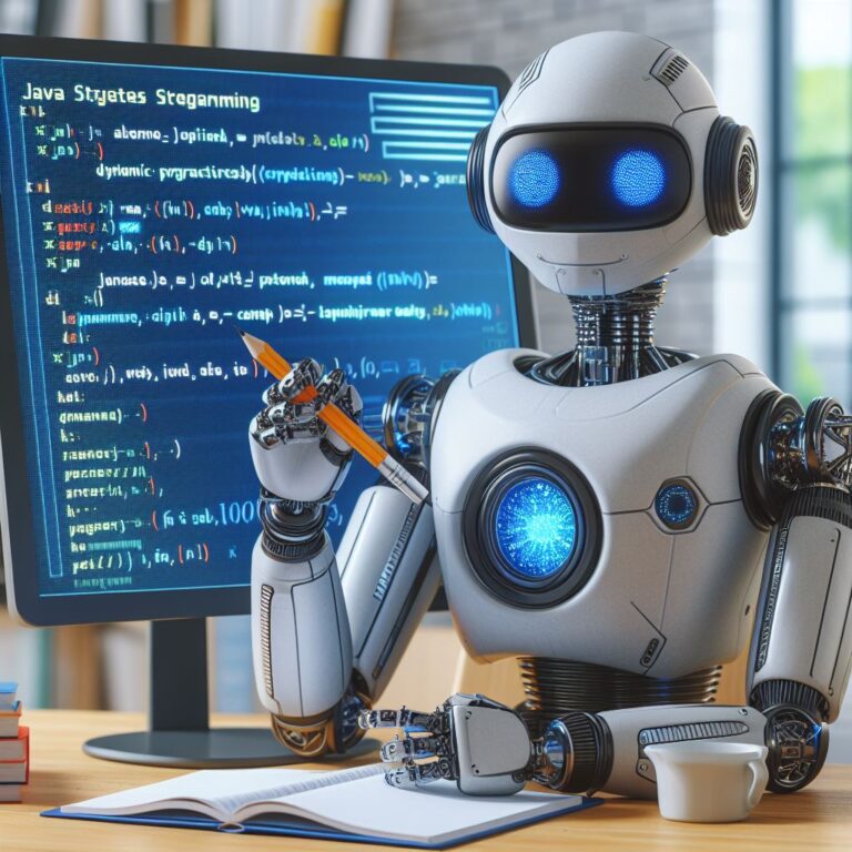 a engineer robot is writing a tutorial with the title java data structures and algorithms dynamic programming and memoization in a campus