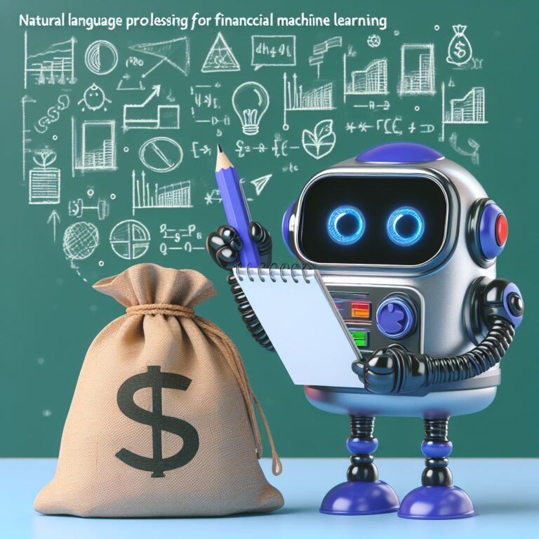 a explorer robot is writing a tutorial with the title natural language processing for financial machine learning in a class