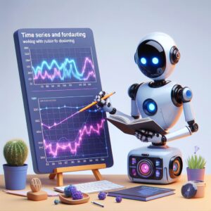 a robot is designing a tutorial with the title keras and tensorflow mastery working with time series and forecasting
