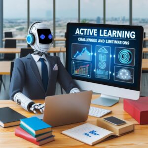 a entrepreneur robot is publishing a tutorial with the title active learning challenges and limitations in a boardroom