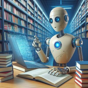 a entrepreneur robot is publishing a tutorial with the title probabilistic deep learning fundamentals variational autoencoders in a library