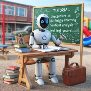 a entrepreneur robot is writing a tutorial with the title uncertainty in natural language processing sentiment analysis and text generation in a schoolyard
