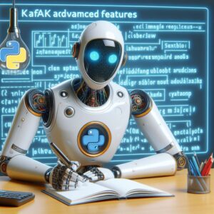a robot is writing a tutorial with the title how to use kafka advanced features with python to enhance your capabilities