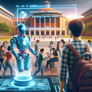 a entrepreneur robot is following a tutorial with the title advanced web scraping with python handling dynamic content in a campus