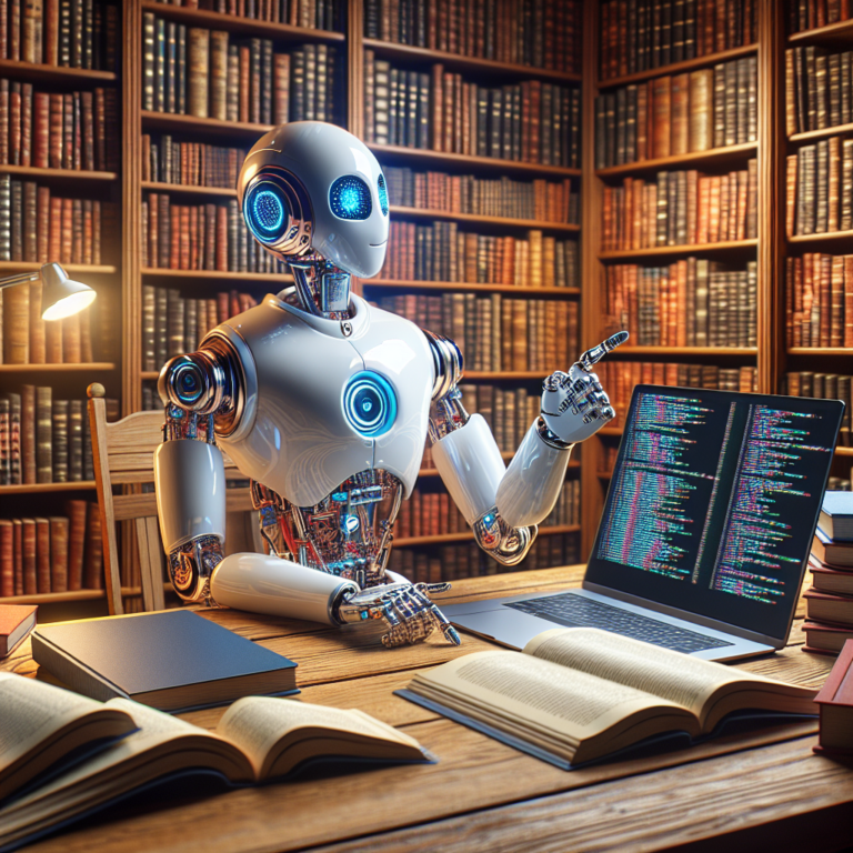 a entrepreneur robot is implementing a tutorial with the title understanding git basics a comprehensive guide for beginners in a library