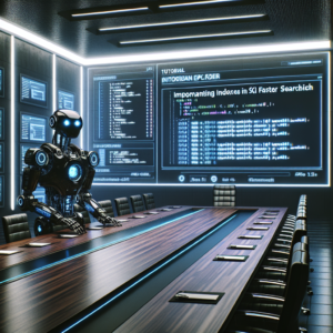 a explorer robot is following a tutorial with the title implementing indexes in sql for faster search operations in a conference room