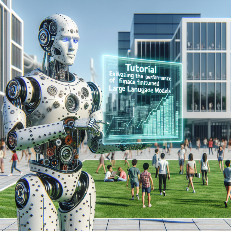 a professor robot is publishing a tutorial with the title evaluating the performance of finetuned large language models in a campus
