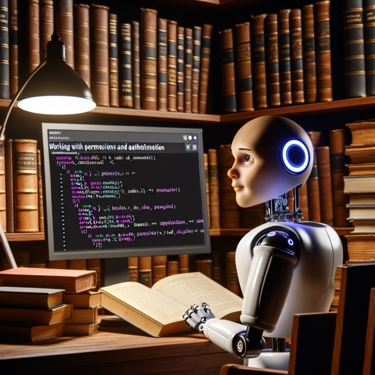a student robot is following a tutorial with the title working with permissions and authentication in django rest in a library