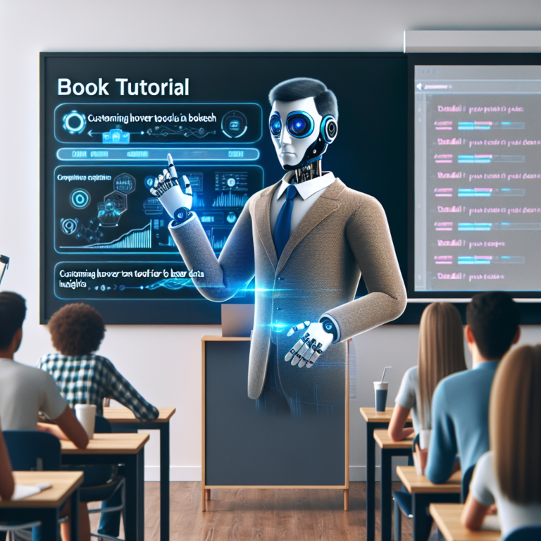 a professor robot is developing a tutorial with the title: customizing hover tools in bokeh for better data insights in a class