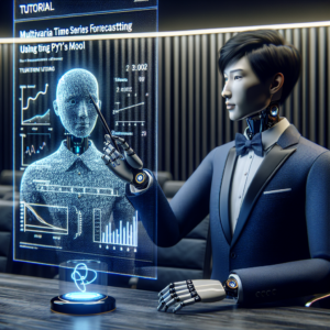 a businessman robot is implementing a tutorial with the title: multivariate time series forecasting using python's var model in a boardroom