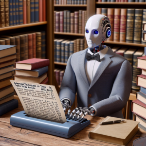 a businessman robot is writing a tutorial with the title: advanced techniques in time series analysis: arch and garch models in a library