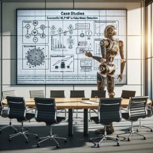 a engineer robot is designing a tutorial with the title: case studies: successful nlp applications in fake news detection in a boardroom