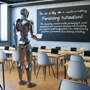 a engineer robot is designing a tutorial with the title: the role of big data in crafting influential business presentations in a class