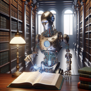 a engineer robot is following a tutorial with the title: data visualization with python: handling large datasets effectively in a library