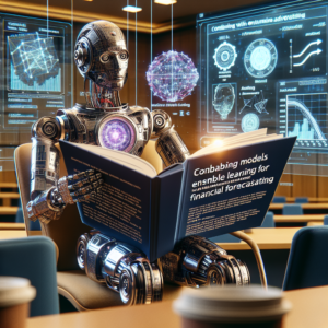 a engineer robot is reading a tutorial with the title: combining models with ensemble learning for financial forecasting in a class
