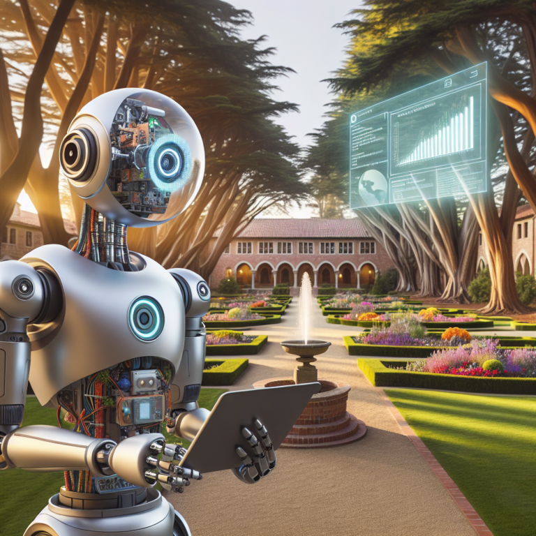 a engineer robot is watching a tutorial with the title: optimizing time series models in python for better performance in a campus