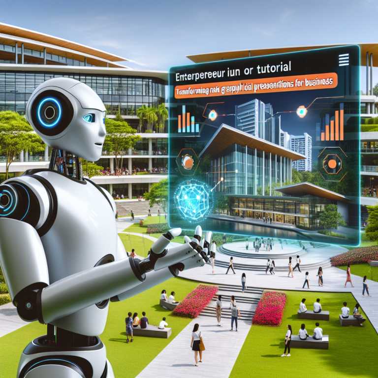 a entrepreneur robot is following a tutorial with the title: transforming raw data into compelling graphical presentations for business in a campus