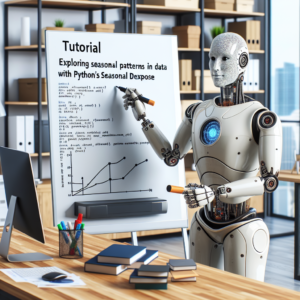 a entrepreneur robot is writing a tutorial with the title: exploring seasonal patterns in data with python's seasonal decompose in a office