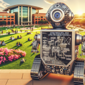 a explorer robot is following a tutorial with the title: getting started with opencv: setting up your environment for computer vision projects in a campus