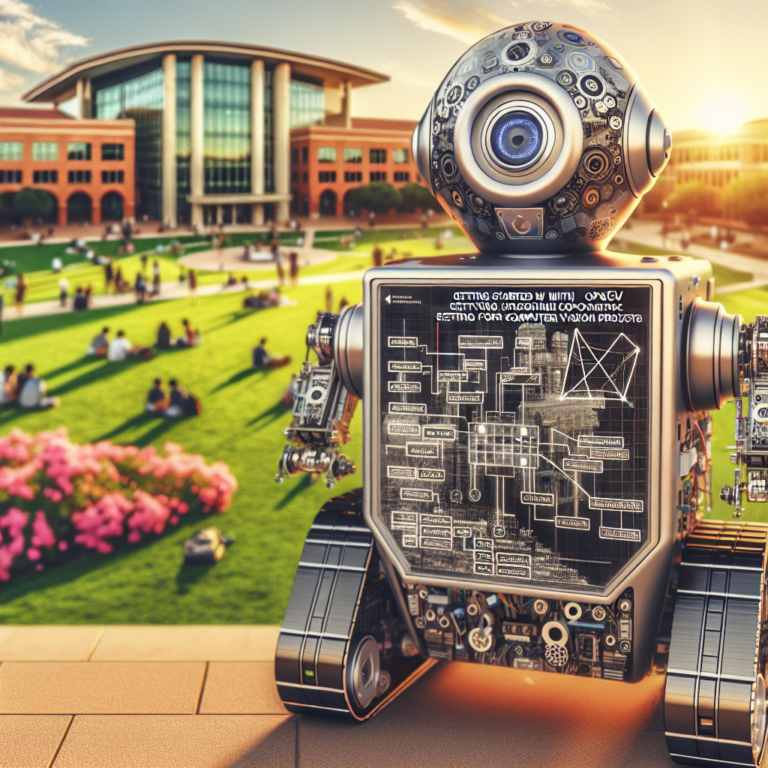 a explorer robot is following a tutorial with the title: getting started with opencv: setting up your environment for computer vision projects in a campus