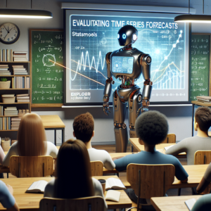 a explorer robot is publishing a tutorial with the title: evaluating time series forecasts: a guide to using statsmodels in a class
