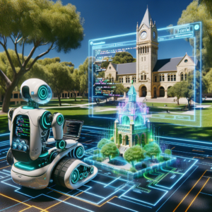 a explorer robot is watching a tutorial with the title: navigating github's interface: tips and tricks for efficient use in a campus