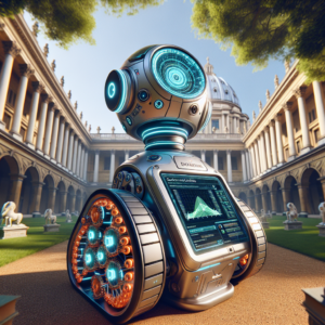 a explorer robot is watching a tutorial with the title: optimizing web scraping code for speed and efficiency in a campus