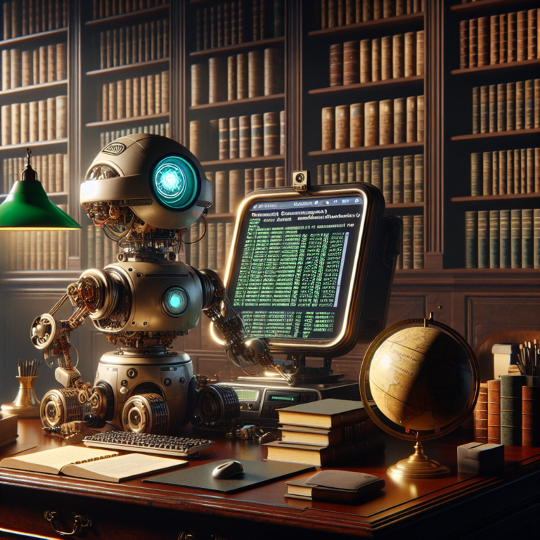 a explorer robot is watching a tutorial with the title: understanding numpy for efficient numerical data manipulation in a study room