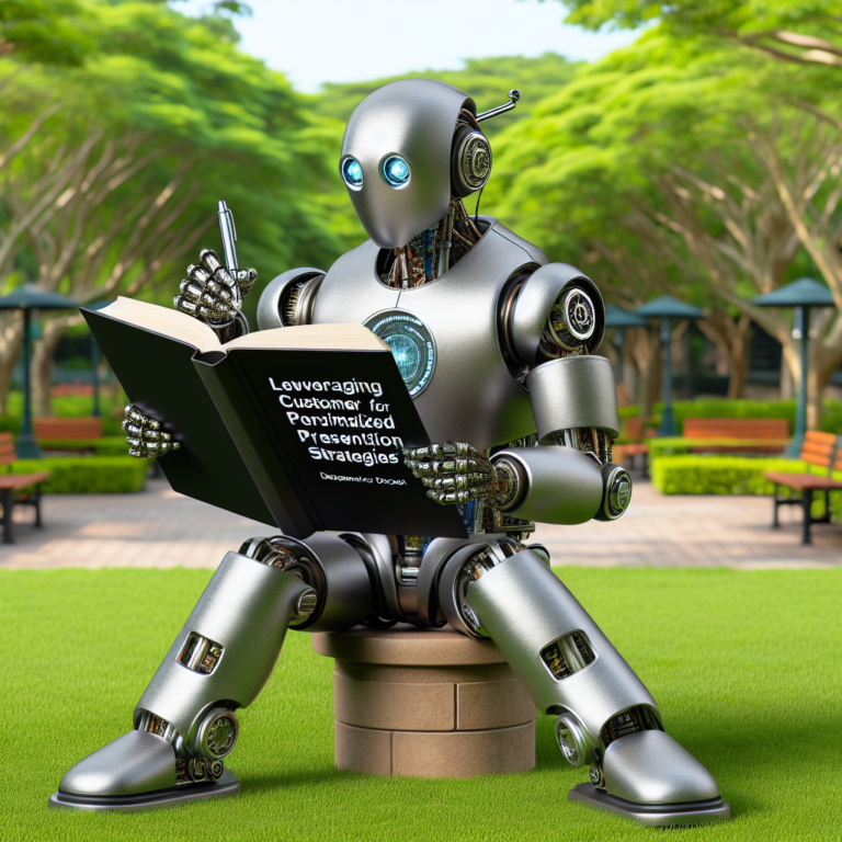 a explorer robot is writing a tutorial with the title: leveraging customer data for personalized business presentation strategies in a campus