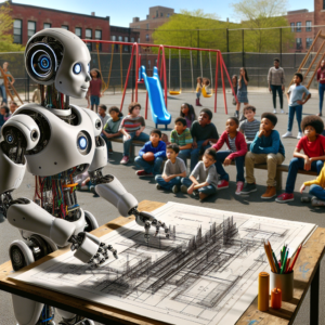 a professor robot is designing a tutorial with the title: exploring optical flow in opencv: theory and practical applications in a schoolyard