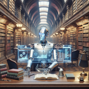 a professor robot is designing a tutorial with the title: real world applications of time series forecasting in python in a library