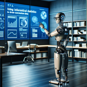 a professor robot is designing a tutorial with the title: using inferential statistics to draw conclusions from data in a office