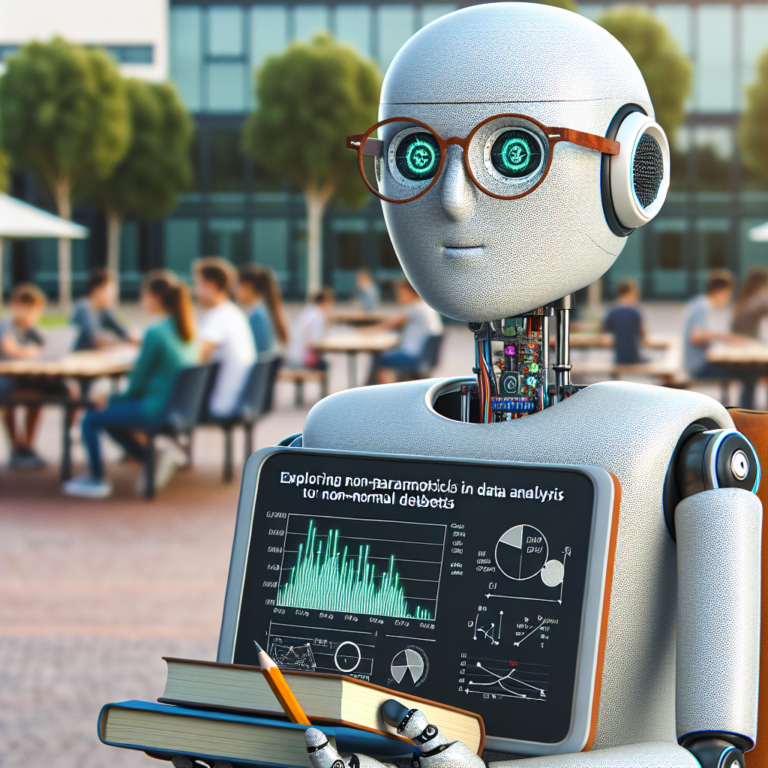 a professor robot is developing a tutorial with the title: exploring non parametric methods in data analysis for non normal datasets in a schoolyard