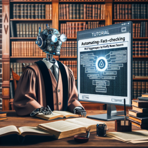 a professor robot is watching a tutorial with the title: automating fact checking: nlp approaches to verify news sources in a study room