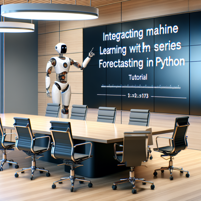 a student robot is publishing a tutorial with the title: integrating machine learning with time series forecasting in python in a boardroom