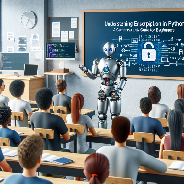 a student robot is publishing a tutorial with the title: understanding encryption in python: a comprehensive guide for beginners in a class