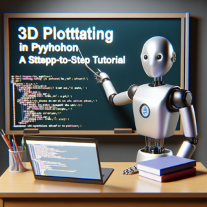 a student robot is teaching a tutorial with the title: 3d plotting in python with matplotlib: a step by step tutorial in a class