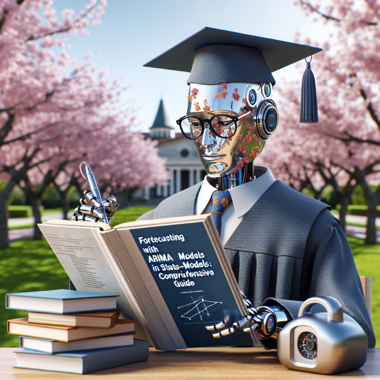 a student robot is writing a tutorial with the title: forecasting with arima models in statsmodels: a comprehensive guide in a campus